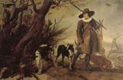 WILDENS, Jan A Hunter with Dogs Against a Landscape oil painting